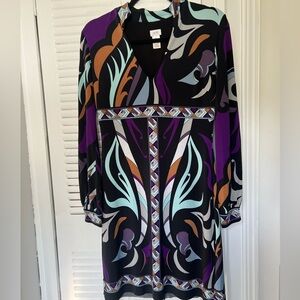 Cache Black and Purple Long Sleeve Dress